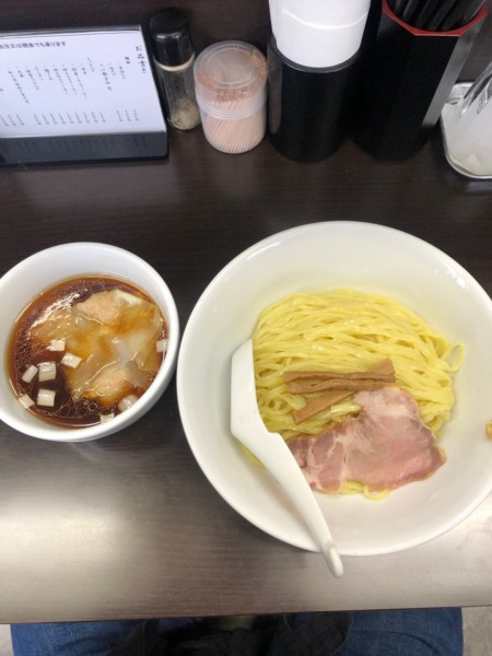 「つけ麺（醤油）、ワンタン2」@中華そば 裏慶の写真