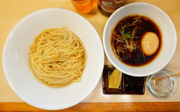 「昆布水つけそば＋味玉＋瓶ビール」@麺屋 いちょうの写真