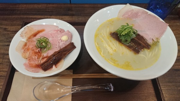 「牡蠣塩らーめん&肉丼」@むかん 初台の写真