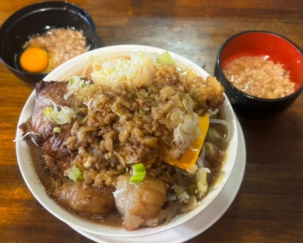 「ラーメン➕スライスチーズ➕ネギ➕アブラヒモビッチ➕アブタマ」@道の途中の写真