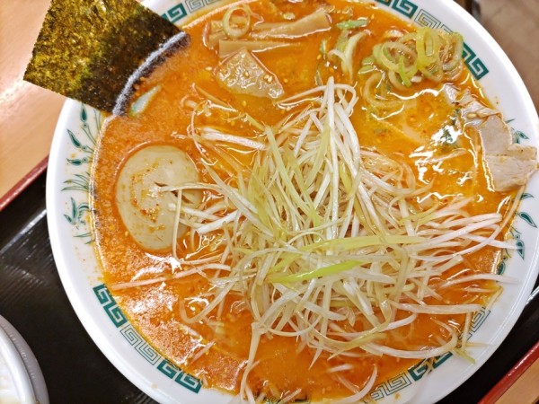 「ピリ辛とんこつネギラーメン＋味付け玉子」@熱烈中華食堂 日高屋 阪急大井町ガーデン店の写真