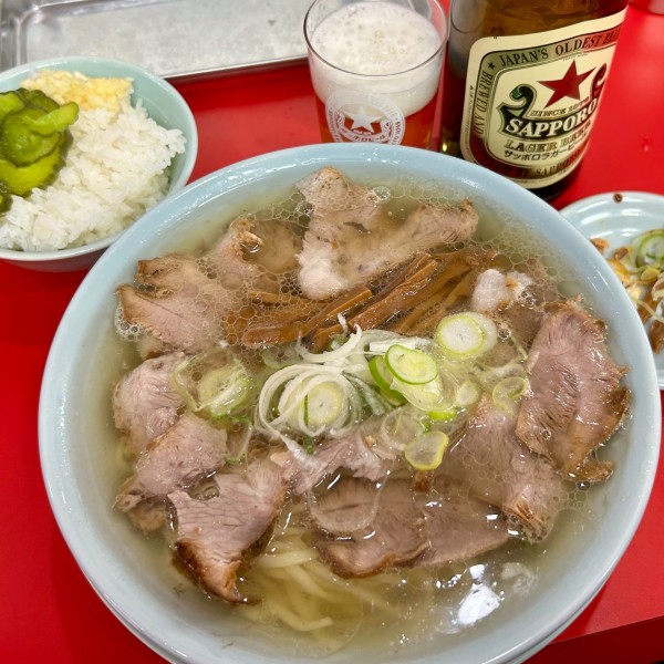 「中華そば 塩＋めし＋瓶ビール」@中華そば専門 邦ちゃん 新小岩店の写真