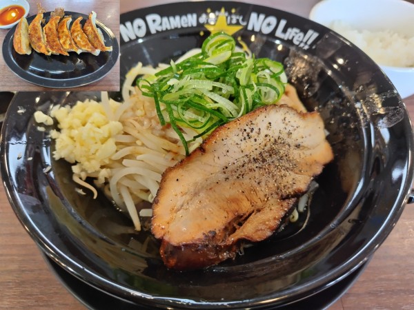 「まぜそば　※ニンニク有り　＋追い飯：無料　＋焼き餃子：㋚券」@おおぼし 松本駅ビル店の写真