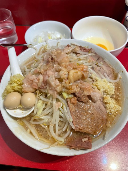 「小 ショウガ半分白ネギたまご」@ラーメン二郎 西台駅前店の写真