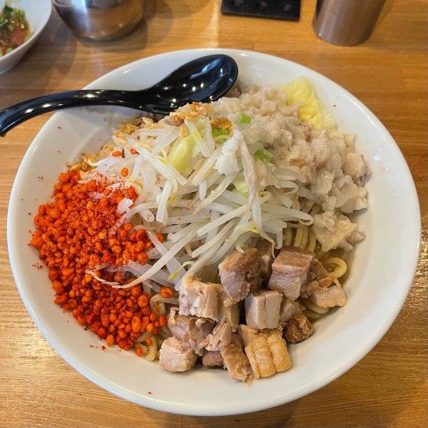 「魚介豚まぜそば+水餃子  ￥900+￥0」@つけめん・まぜそば むじゃきの写真