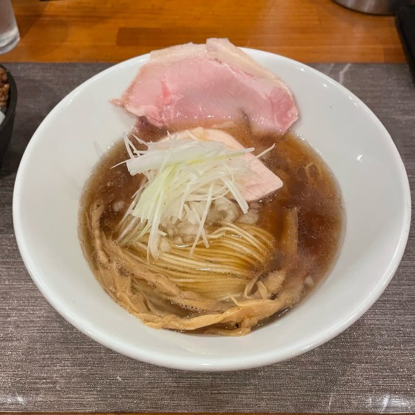 「煮干そば醤油+煮干あえ玉+辛肉飯」@麺屋 鳳の写真