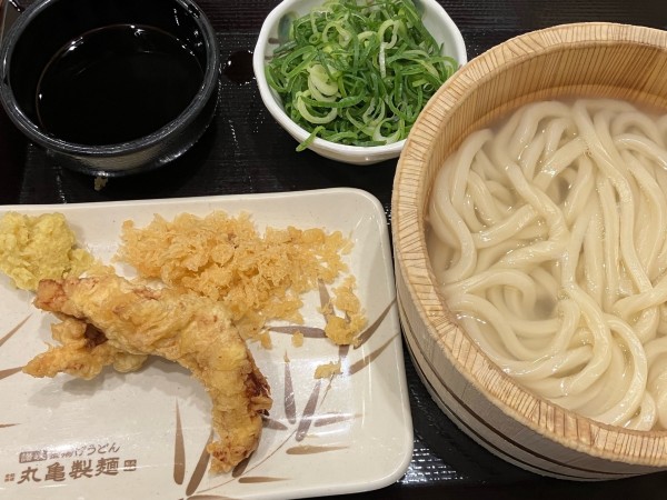 「釜揚げうどん並170円半額の日かしわ天CP」@丸亀製麺 千葉ニュータウン中央の写真