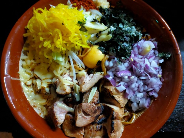 「【限定】二ボBうぉん大1400円たくあん50円チーズ100円」@豚星。の写真