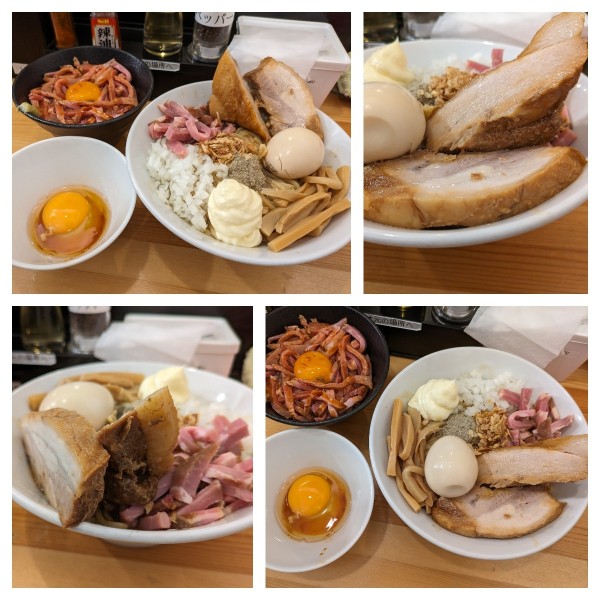 「まぜそば➕生卵➕ブタメシ」@煮干らーめん 川むらの写真