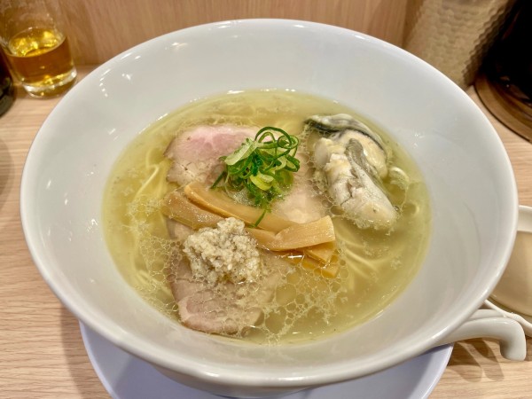 「キリンラガー →［期間限定］牡蠣蕎麦 ＋ 和え玉 塩」@中華蕎麦 一心の写真