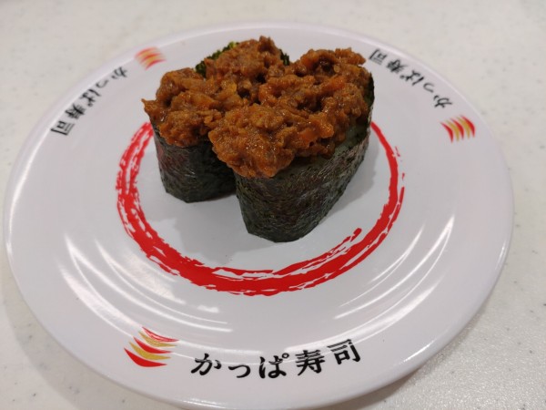 「お豆で作ったキーマカレー軍艦　１１０円」@かっぱ寿司 新小岩ルミエール店の写真