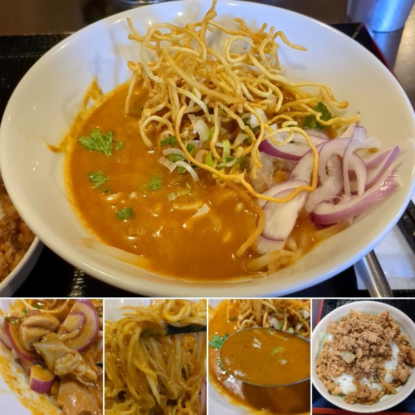 「チェンマイ風カレーラーメン＆バジル炒めご飯　1100円」@タイレストラン タイコウの写真