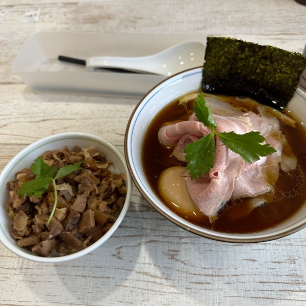 「特製四葉そば+肉飯　¥1,350+380」@中華そば 四つ葉の写真