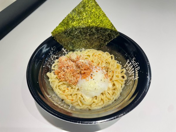 「牧原大成選手の辛子明太子クリームまぜそば」@ラーメン 海鳴 PayPayドーム店の写真