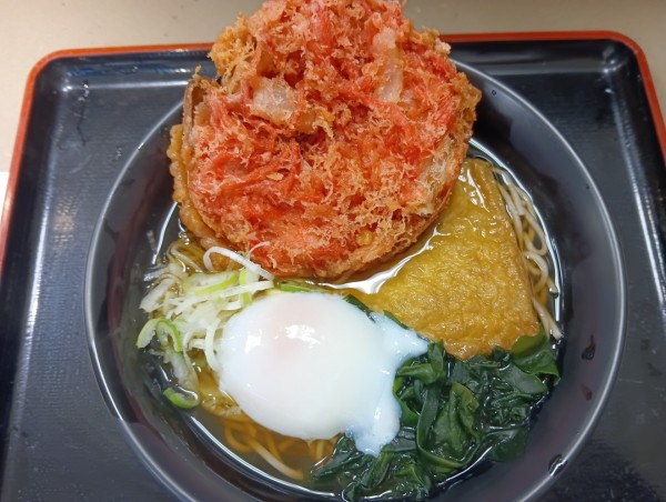 「朝夕きつねそば+紅生姜天(¥450+150)」@名代 富士そば 荻窪北口店の写真