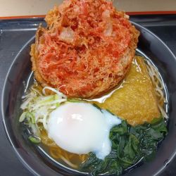 朝夕きつねそば+紅生姜天(¥450+150)