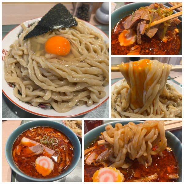 「極太手揉み辛つけそば1130円大盛150円釜玉バージョン」@らぁ麺 花萌葱の写真