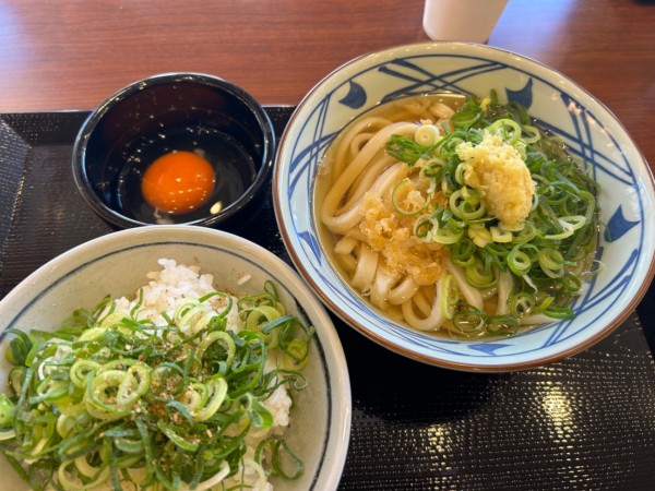 「かけ(並)390円+白ごはん(並)140円+たまご110円」@丸亀製麺 エミオ秋津店の写真