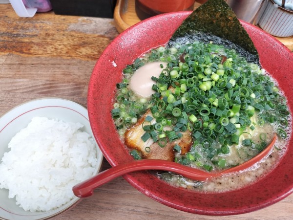 「ラーメン ネギ 味玉 ランチタイム半ライス」@九州ラーメン 成竜の写真