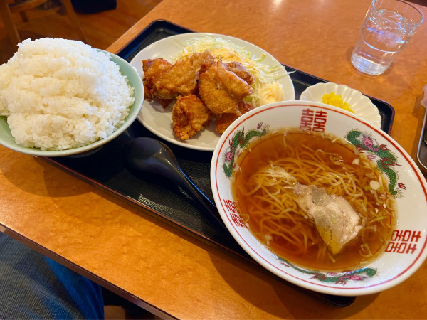「唐揚げ定食大 半ラーメン 1170円」@麺 三福の写真
