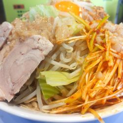 大ラーメン・汁なしに変更・辛ネギ(ヤサイアブラ)￥1,300