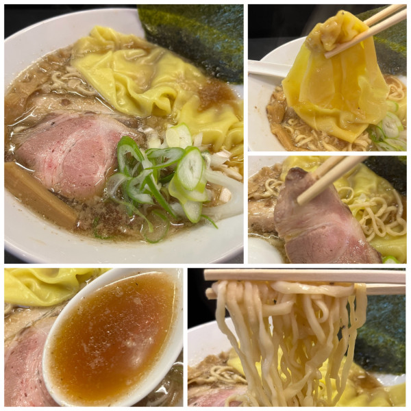 「雲呑背脂煮干しラーメン 1000円」@逢坂製麺の写真