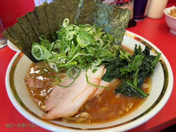 「のり九条ネギラーメン並(1000円)、ライス(100円)」@横濱ラーメン 裏野中家 西川口店の写真
