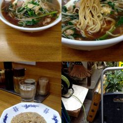 『肉にら玉ラーメン+半チャーハン(¥900+400)』