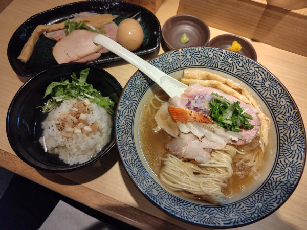 「特製金目鯛塩そば·あごだしお茶漬けセット」@中華そば 導の写真