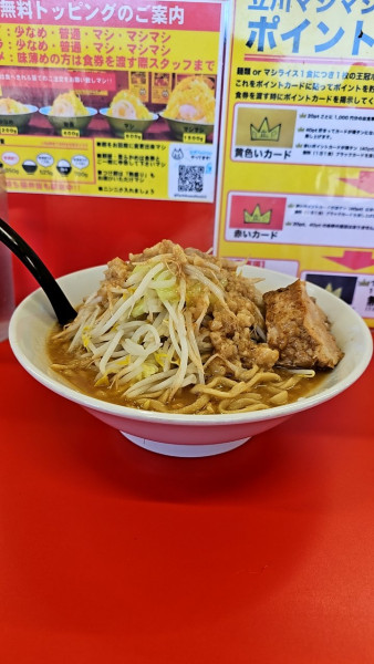 「ラーメン(中)野菜普通アブラマシ味薄め」@立川マシマシ 上尾店の写真