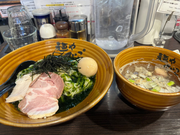「味玉生海苔昆布水の煮干しつけそば」@麺や でこの写真