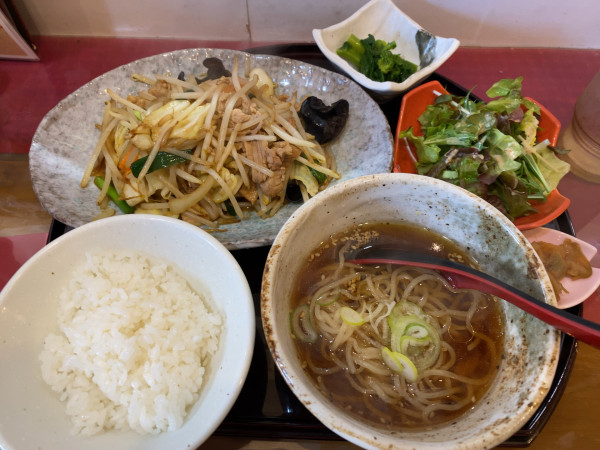 「きまぐれセット1200円(麺だけラーメン+肉野菜炒)」@麺処 湧光の写真