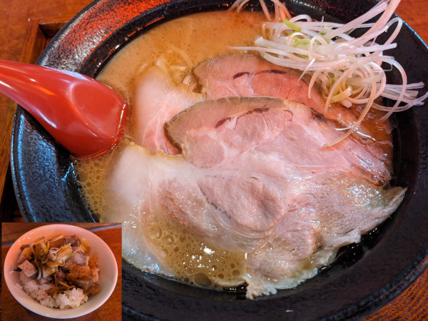 「カニ豚骨らーめん(中太麺)+チャーシュー丼(ランチサービス)」@カニ龍の写真