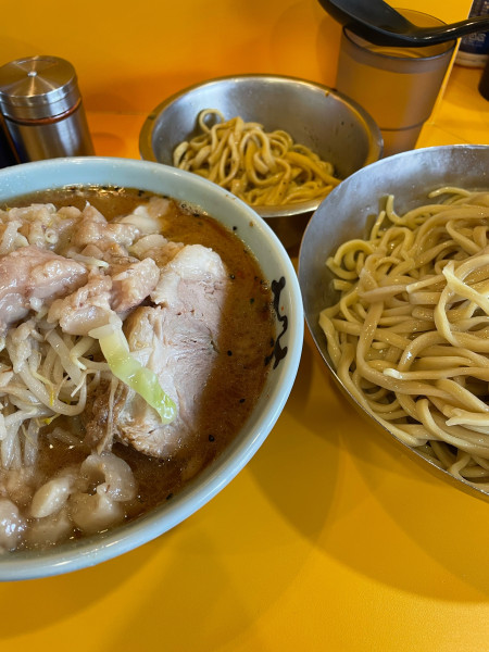 「小つけ麺 ニンニクアブラ とどめ玉(ドクロ)」@ラーメン二郎 八王子野猿街道店2の写真