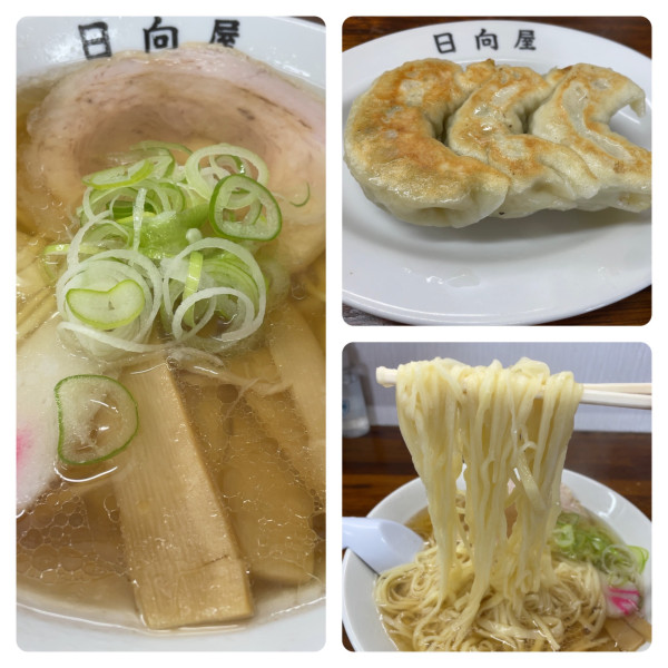 「ラーメンと3個餃子」@青竹手打ちラーメン 日向屋の写真