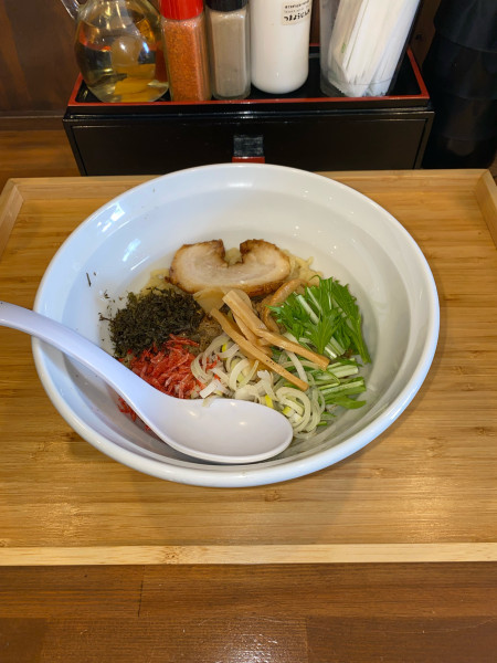 「謹製油そば¥500円(限定)、一杯目」@らぁめん 麺彩家の写真