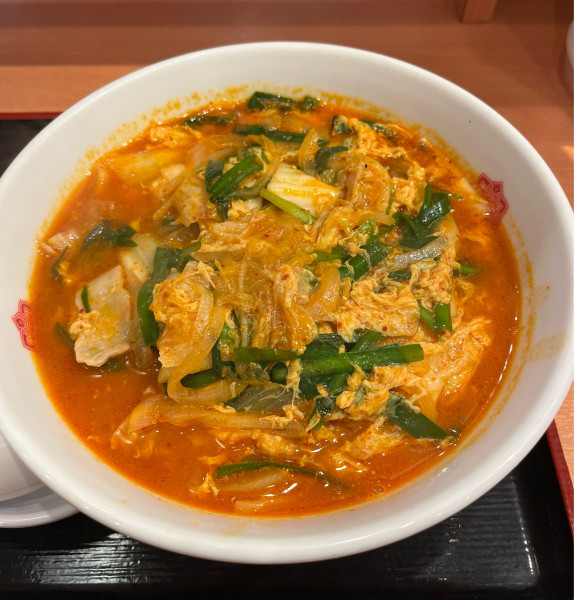 「チゲ味噌ラーメン(690円)+大盛(70円)」@日高屋 北本二ツ家店の写真