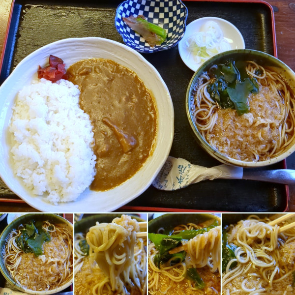 「カレーライス＆たぬきそばセット　1100円」@上野そば処 つたやの写真