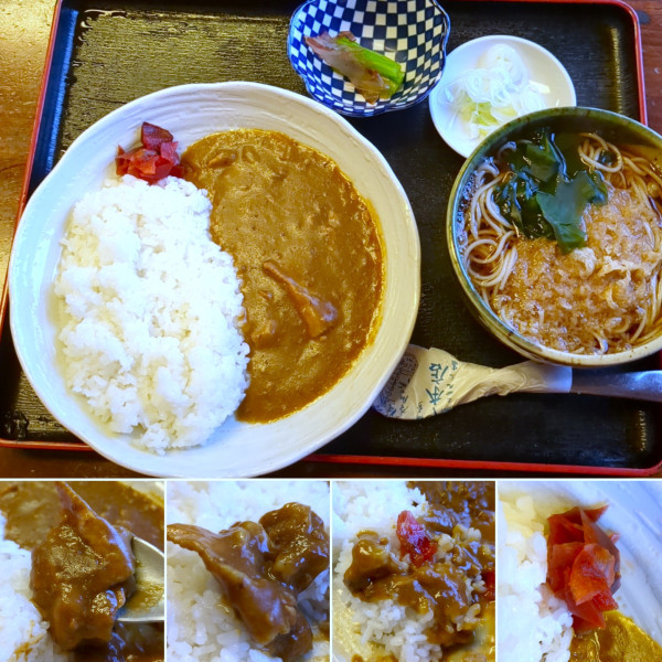 「カレーライス＆たぬきそばセット　1100円」@上野そば処 つたやの写真