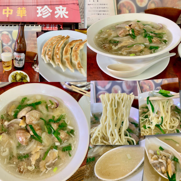 「餃子＆ビール➡あさりラーメン（塩）803円」@珍来の写真