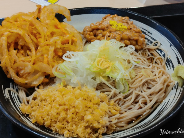 「朝そば（冷、鬼おろし450円）、納豆（無料クーポン券使用）」@ゆで太郎 北本深井店の写真