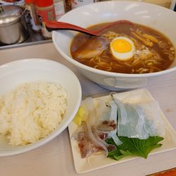 本日のランチ🅰️店長の釣ったヤリイカ刺身ライス