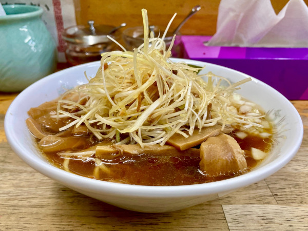 「アサヒスーパードライ＋多満自慢＋メンマ皿→ネギラーメン 卵麺」@丸幸の写真