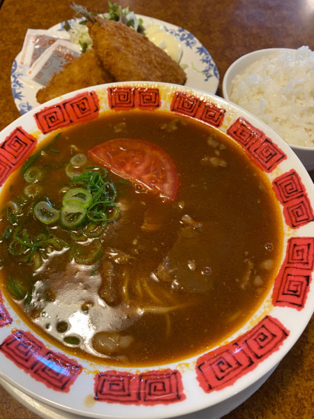 「番茄牛肉麺＋アジフライ・ごはんセット」@バーミヤン 古淵店の写真