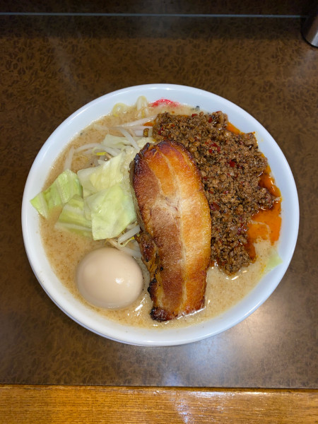 「男気味噌普通盛台湾ミンチ味玉¥1,260円」@らーめんまるはち 大垣店の写真