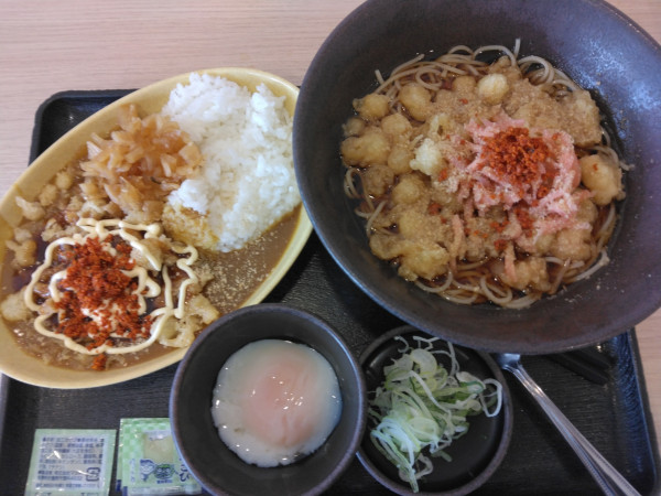 「朝そば(カレー)480円、クーポンで温泉卵100円が無料」@ゆで太郎 柏の葉キャンパス店の写真