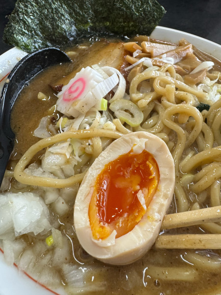 「味玉魚介とんこつ990円 中盛り無料」@らーめん 八幡屋の写真