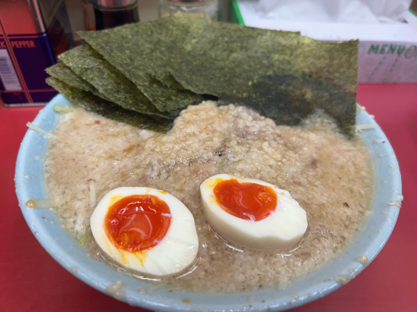 「ネギチャーシューメン　のり　味玉　コテコテ　カタコイ」@ラーメンショップ 牛久結束店の写真
