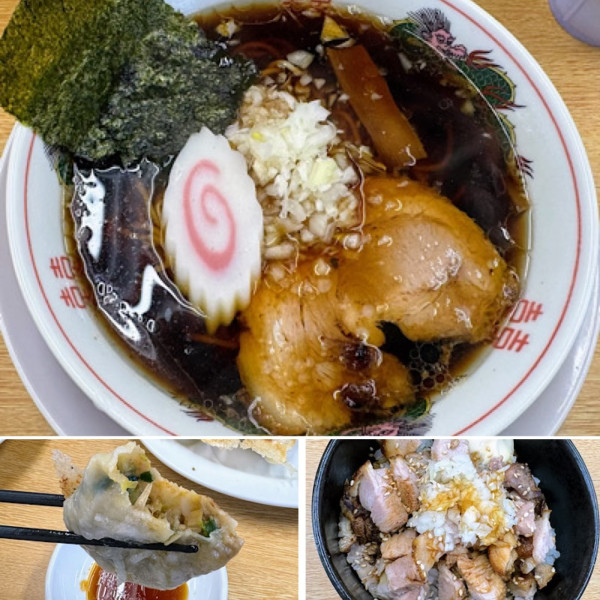 「ラーメン 300円+餃子 300円＋チャーシュー丼300円」@らーめん餃子300の写真