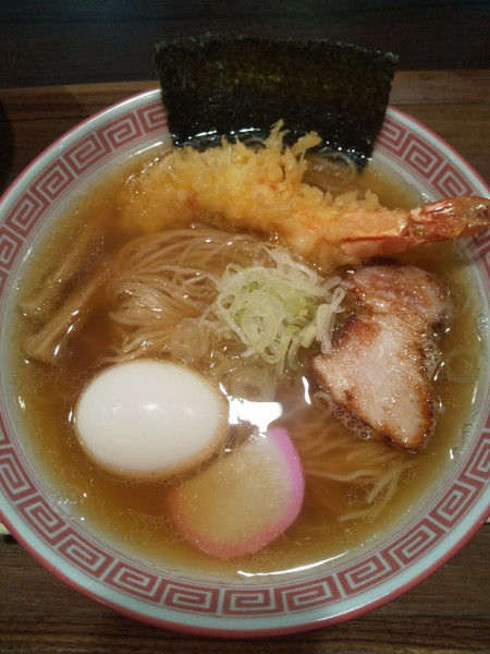 「天ぷら中華（味玉付き）」@麺切り 白流の写真